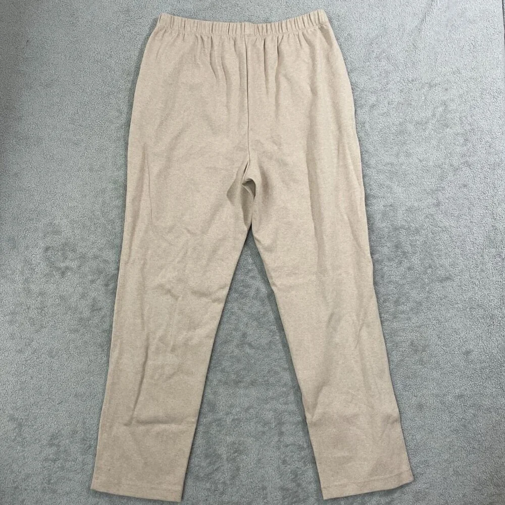 NWOT Lands' End Men's L Sport Knit Straight Leg Pants Beige Cotton Blend